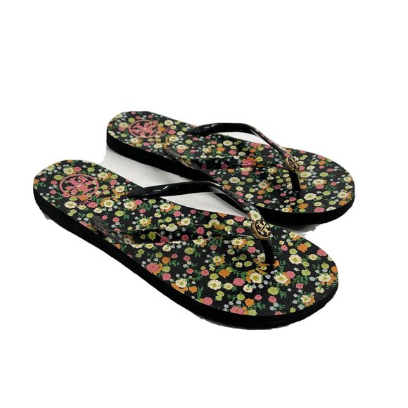 Tory Burch Floral Sandals 8.5 Rubber Flip Flops